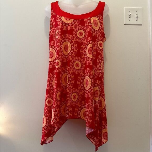 Jennifer Lauren Orange Red Boho Bohemian Flowy Flowing mMedallion Tank XL - Picture 5 of 7
